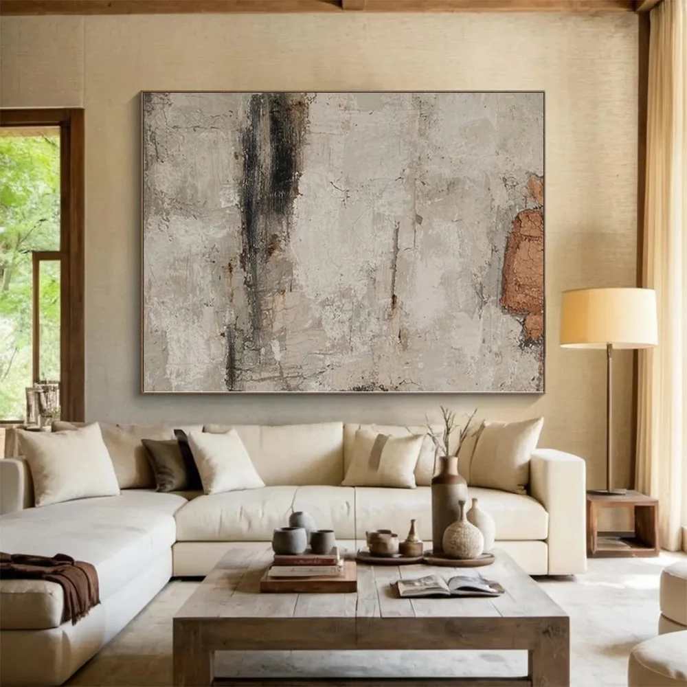 Textured Hand-painted Office Room Abstract Canvas Artwork 7GJ7B